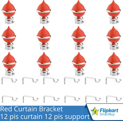 Flipkart SmartBuy Red Curtain Knobs, Rod Rail Bracket Metal(Pack of 12)