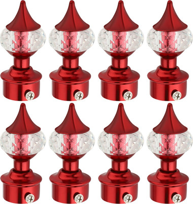 Worldson Red Curtain Hooks, Curtain Knobs, Rod Rail Bracket Metal(Pack of 8)