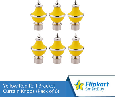 Flipkart SmartBuy Yellow Curtain Knobs, Rod Rail Bracket Metal(Pack of 6)