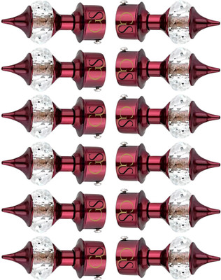 Ghar Sajaawat Maroon Curtain Knobs, Rod Rail Bracket Metal(Pack of 12)