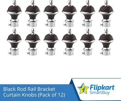 Flipkart SmartBuy Black Curtain Knobs, Rod Rail Bracket Metal(Pack of 12)