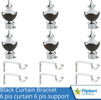 Flipkart SmartBuy Black Curtain Knobs, Rod Rail Bracket Metal(Pack of 6)