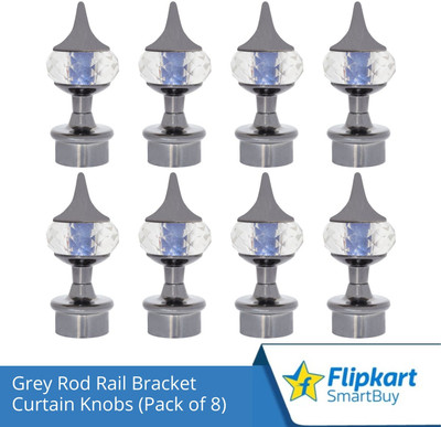 Flipkart SmartBuy Grey Curtain Knobs, Rod Rail Bracket Metal(Pack of 8)