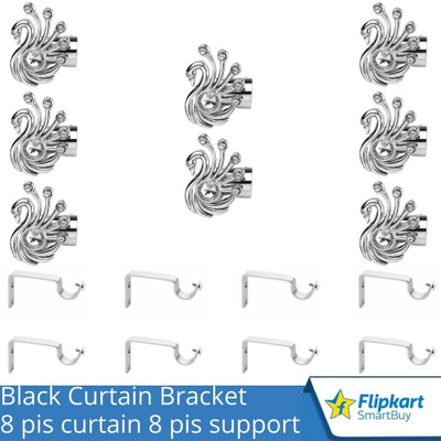 Flipkart SmartBuy Silver Curtain Knobs, Rod Rail Bracket Metal(Pack of 8)
