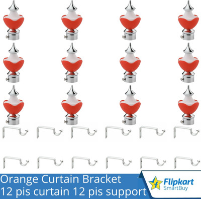 Flipkart SmartBuy Red Curtain Knobs, Rod Rail Bracket Metal(Pack of 12)