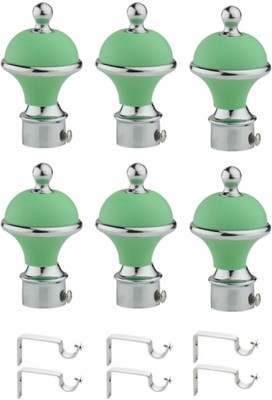 Inkart Green Curtain Knobs, Rod Rail Bracket Metal(Pack of 12)