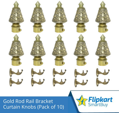 Flipkart SmartBuy Gold Curtain Knobs, Rod Rail Bracket Metal(Pack of 10)