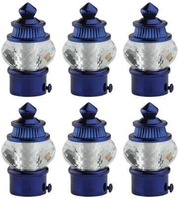 Inkart Blue Curtain Knobs, Rod Rail Bracket Metal(Pack of 6)