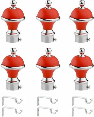 Inkart Red Rod Rail Bracket, Curtain Knobs Metal(Pack of 12)
