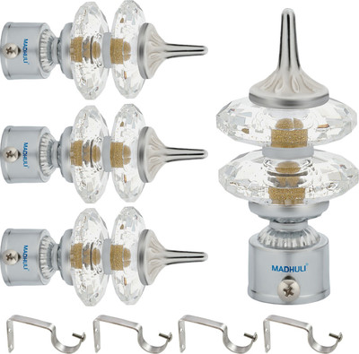 MADHULI Silver Rod Rail Bracket Metal(Pack of 4)