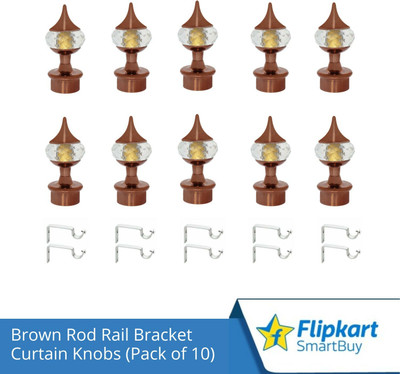 Flipkart SmartBuy Beige Curtain Knobs, Rod Rail Bracket Metal(Pack of 10)