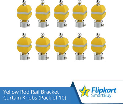 Flipkart SmartBuy Yellow Curtain Knobs, Rod Rail Bracket Metal(Pack of 10)