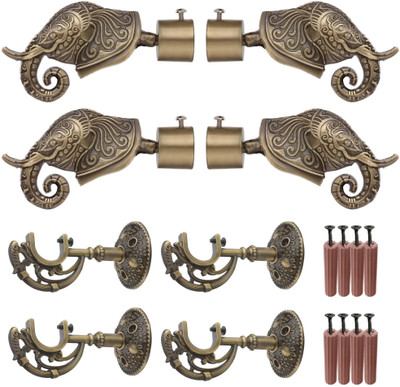 GRIVAN Gold Rod Rail Bracket, Curtain Knobs, Curtain Hooks Metal(Pack of 4)