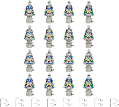 Inkart Silver Curtain Knobs, Rod Rail Bracket Metal(Pack of 16)