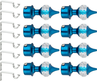 Ghazian Blue Curtain Knobs, Rod Rail Bracket Metal(Pack of 8)