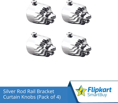 Flipkart SmartBuy Silver Curtain Knobs, Rod Rail Bracket Metal(Pack of 4)