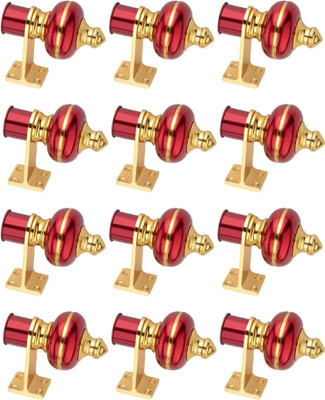 Ghazian Red, Gold Curtain Knobs, Rod Rail Bracket Metal(Pack of 12)