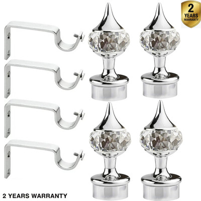 Ghazian Silver Curtain Knobs, Rod Rail Bracket Metal(Pack of 8)