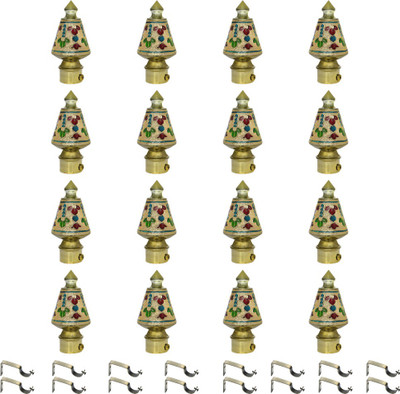 ZYREX Multicolor Curtain Knobs, Rod Rail Bracket Metal(Pack of 16)