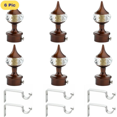 ZAPEX Brown Rod Rail Bracket, Curtain Knobs Metal(Pack of 12)