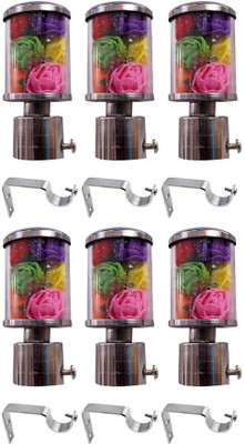 VJD Store Multicolor Curtain Knobs, Rod Rail Bracket, Curtain Hooks Metal(Pack of 6)