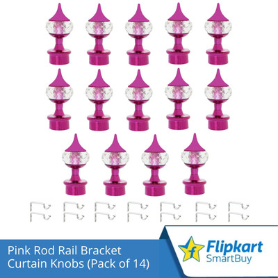 Flipkart SmartBuy Pink Curtain Knobs, Rod Rail Bracket Metal(Pack of 14)