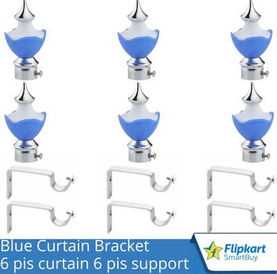 Flipkart SmartBuy Blue Curtain Knobs, Rod Rail Bracket Metal(Pack of 6)