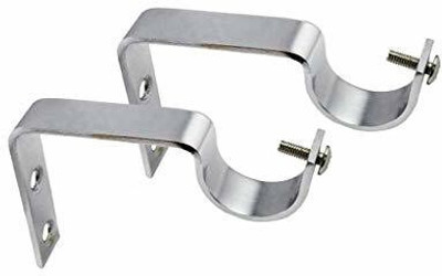 RINTL Silver Rod Rail Bracket Metal(Pack of 2)