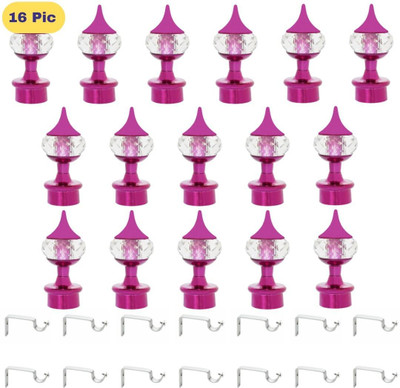 ZAPEX Pink Curtain Knobs, Rod Rail Bracket Metal(Pack of 16)