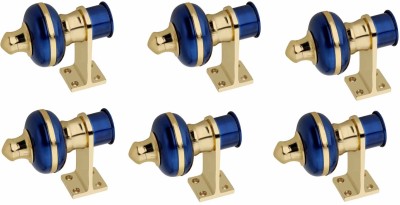 GROWNIX Blue Curtain Hooks, Curtain Knobs, Curtain Rods, Rod Rail Bracket Metal(Pack of 3)