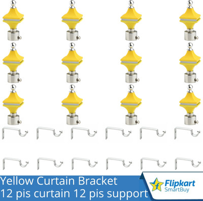 Flipkart SmartBuy Yellow Curtain Knobs, Rod Rail Bracket Metal(Pack of 12)