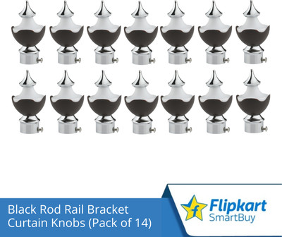 Flipkart SmartBuy Black Curtain Knobs, Rod Rail Bracket Metal(Pack of 14)