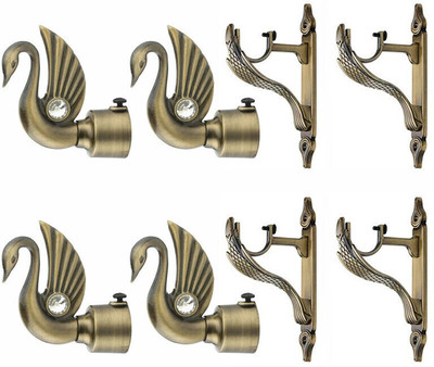 GRIVAN Gold Rod Rail Bracket, Curtain Knobs, Curtain Hooks Metal(Pack of 4)