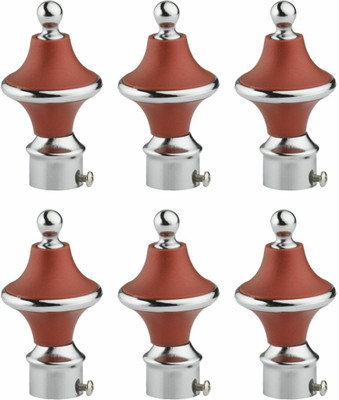 Inkart Brown Rod Rail Bracket, Curtain Knobs Metal(Pack of 6)