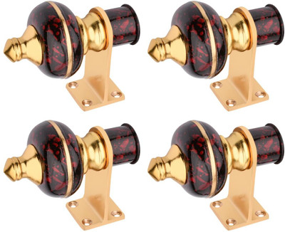 Decuds Red Curtain Hooks, Curtain Knobs, Rod Rail Bracket Metal(Pack of 4)