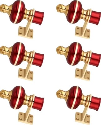 scraftindia Red Rod Rail Bracket, Curtain Knobs, Curtain Hooks, Curtain Rods Metal(Pack of 6)