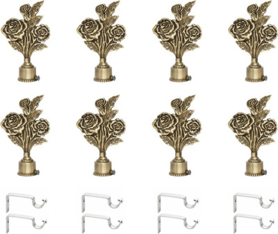 RKOING Gold Curtain Knobs, Rod Rail Bracket Metal(Pack of 8)