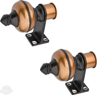 Decuds Black Rod Rail Bracket, Curtain Hooks, Curtain Knobs Metal(Pack of 2)