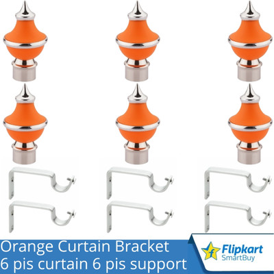 Flipkart SmartBuy Orange Curtain Knobs, Rod Rail Bracket Metal(Pack of 6)