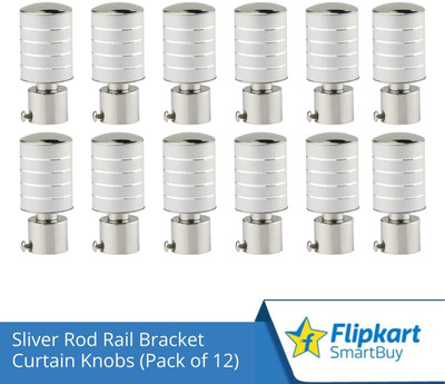 Flipkart SmartBuy Silver Curtain Knobs, Rod Rail Bracket Metal(Pack of 12)
