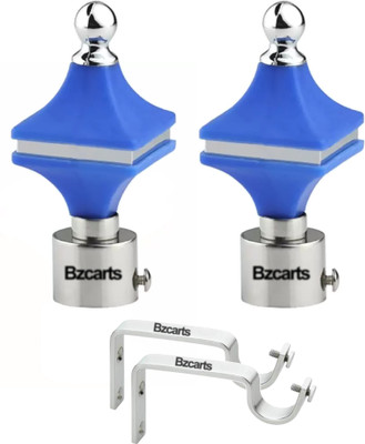 Bzcarts Blue Curtain Knobs, Rod Rail Bracket, Curtain Hooks Metal(Pack of 2)