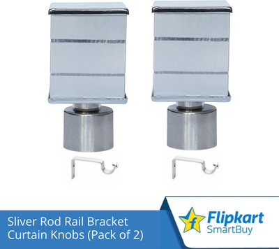 Flipkart SmartBuy Silver Curtain Knobs, Rod Rail Bracket Metal(Pack of 2)