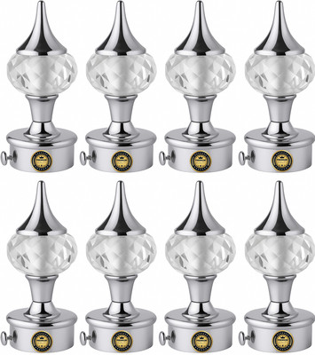 Dorami Silver Curtain Knobs, Rod Rail Bracket Metal(Pack of 8)