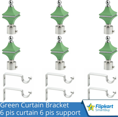 Flipkart SmartBuy Green Curtain Knobs, Rod Rail Bracket Metal(Pack of 6)