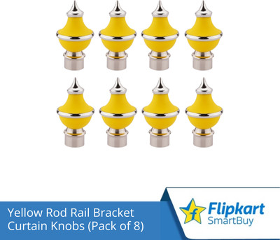 Flipkart SmartBuy Yellow Curtain Knobs, Rod Rail Bracket Metal(Pack of 8)