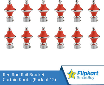 Flipkart SmartBuy Red Curtain Knobs, Rod Rail Bracket Metal(Pack of 12)