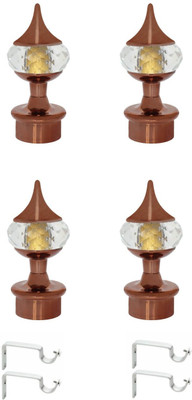 METZO Beige Rod Rail Bracket, Curtain Knobs Metal(Pack of 4)