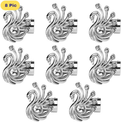 ZAPEX Silver Rod Rail Bracket, Curtain Knobs Metal(Pack of 8)