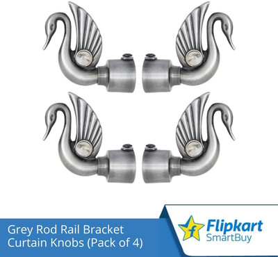 Flipkart SmartBuy Grey Curtain Knobs, Rod Rail Bracket Metal(Pack of 4)