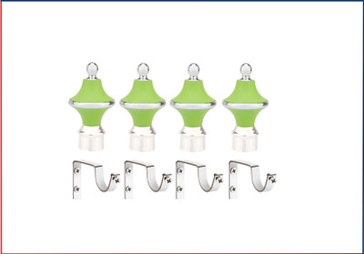 LEEZEN Architectural Hardware Green Curtain Knobs, Curtain Hooks, Curtain Rods, Rod Rail Bracket Metal(Pack of 8)